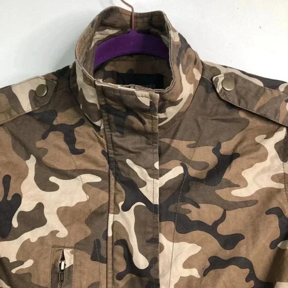 Love Tree Military Brown Camo Cinched Waist Long Sleeve Jacket Medium - Picture 3 of 5